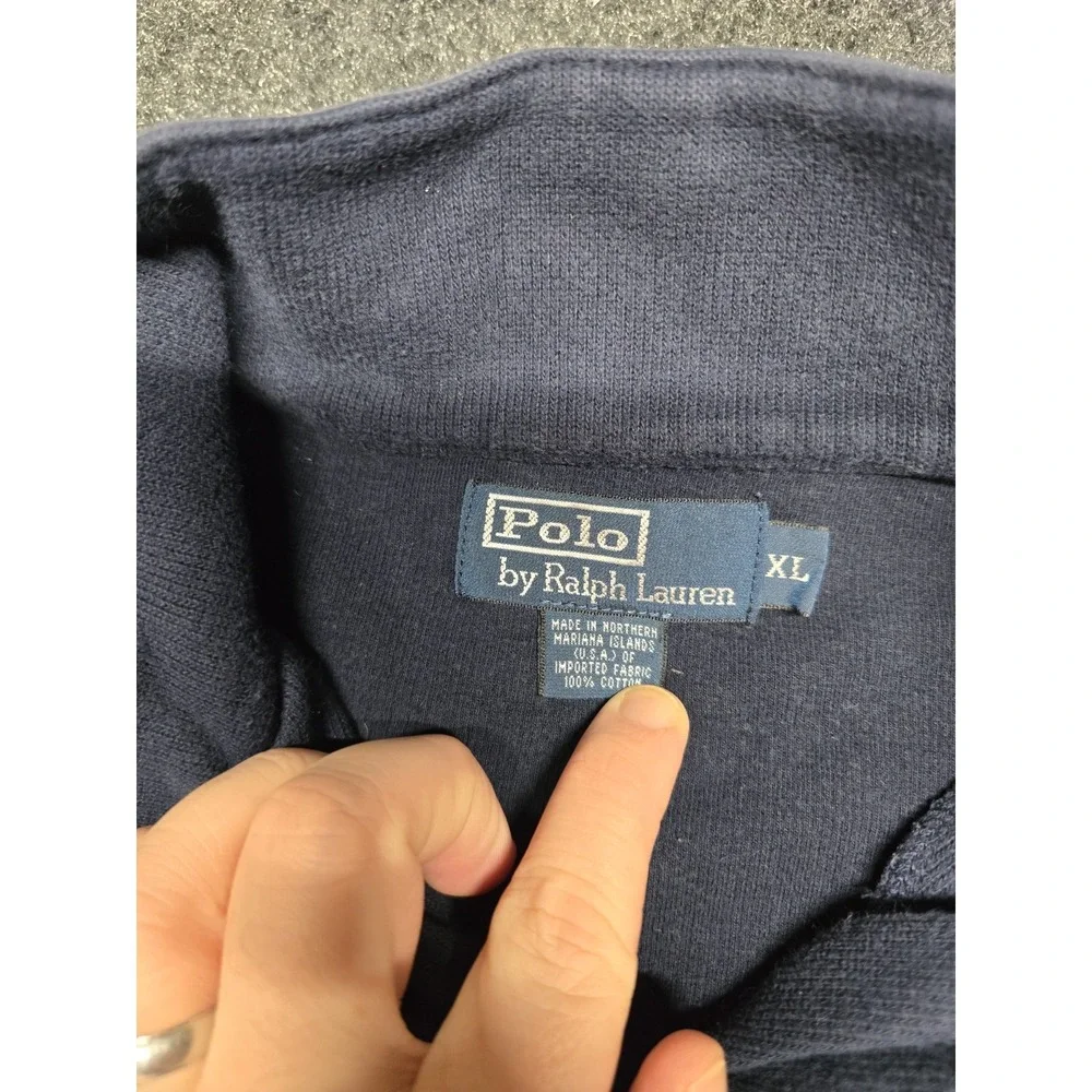 Polo Ralph Lauren Estate Rib Quarter Zip Pullover Sweater Mens XL Navy‎ Blue